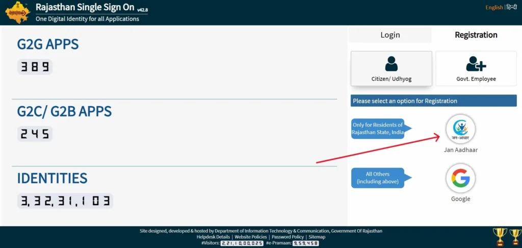 image showing Jan Aadhaar option 